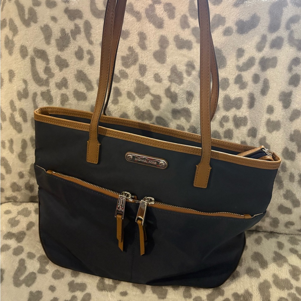 Michael Kors Black Tote with Tan Straps